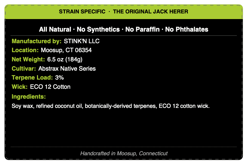 The Original Jack Herer back label