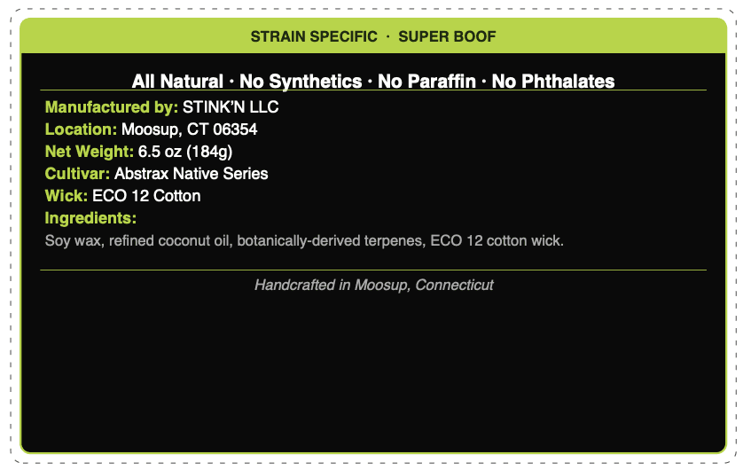 Super Boof back label